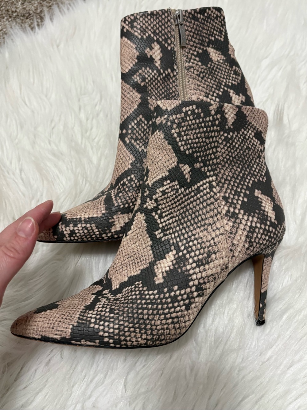 Steven by Steve Madden Faux Snake-Print Pointed Toe Ankle Boots